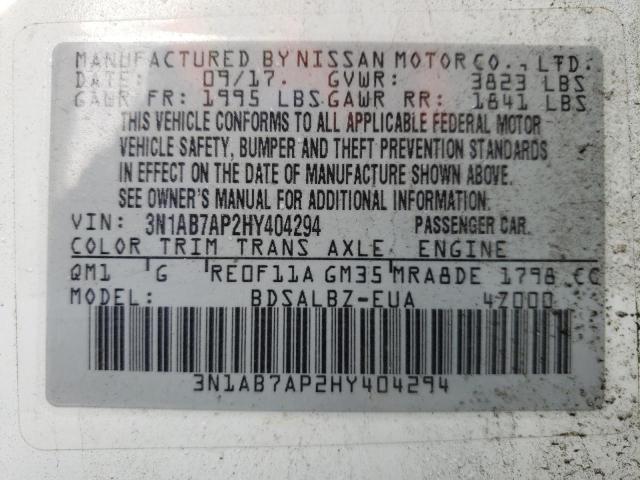 3N1AB7AP2HY404294 Nissan Sentra S 2017. Фото: 9