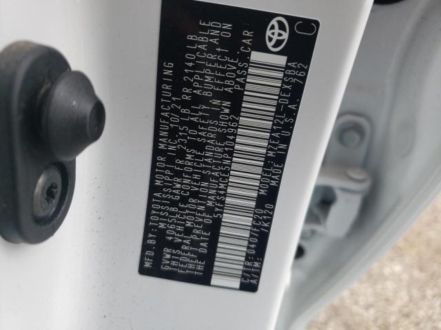 2022 TOYOTA COROLLA SE 5YFS4MCE5NP104962