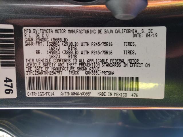 3TMCZ5AN7KM254797 Toyota Tacoma Dou 2019. Фото: 9
