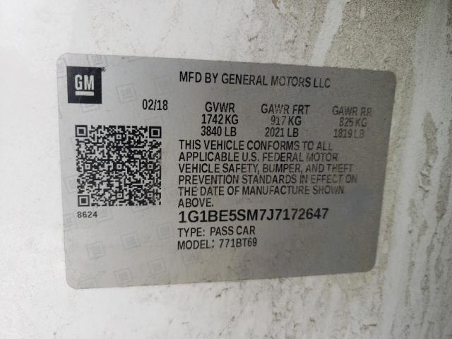 1G1BE5SM7J7172647 Chevrolet Cruze Lt 2018. Фото: 9