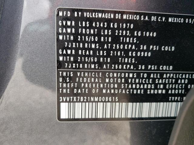 2022 VOLKSWAGEN TAOS SE 3VVTX7B21NM008615