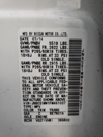 2015 INFINITI QX70 JN8CS1MW1FM481037