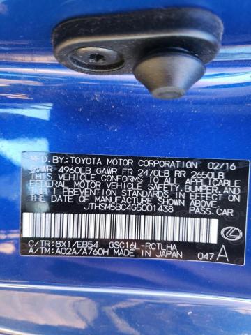 2016 LEXUS RC 300 JTHSM5BC4G5001438