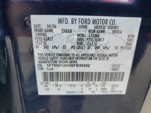 1FTRW12W36FB30292 Ford F150 Super 2006. Фото: 9
