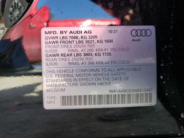 2022 AUDI A3 E-TRON WA1AABGE0NB013447