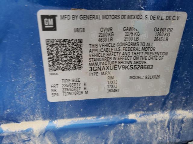 3GNAXUEV9KS528683 Chevrolet Equinox Lt 2019. Фото: 9