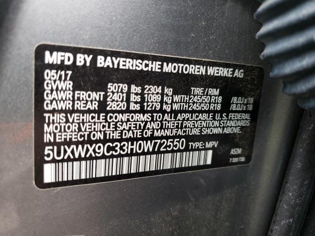 2017 BMW X3 XDRIVE2 5UXWX9C33H0W72550