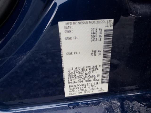 2019 NISSAN ALTIMA SR 1N4BL4CW8KN310383