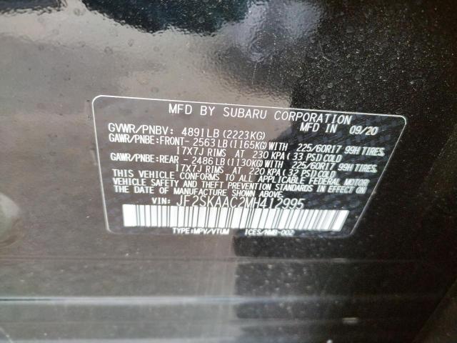 2021 SUBARU FORESTER JF2SKAAC2MH412995