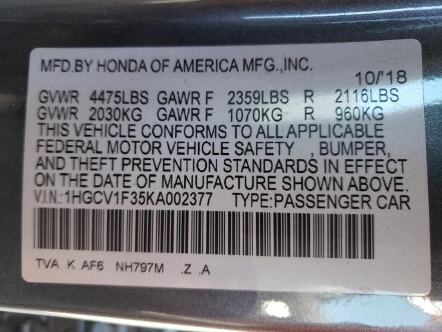 2019 HONDA ACCORD SPO 1HGCV1F35KA002377