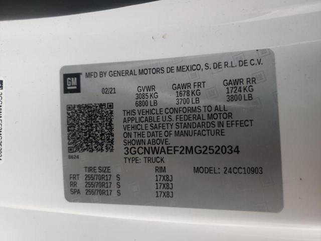 2021 CHEVROLET SILVERADO 3GCNWAEF2MG252034