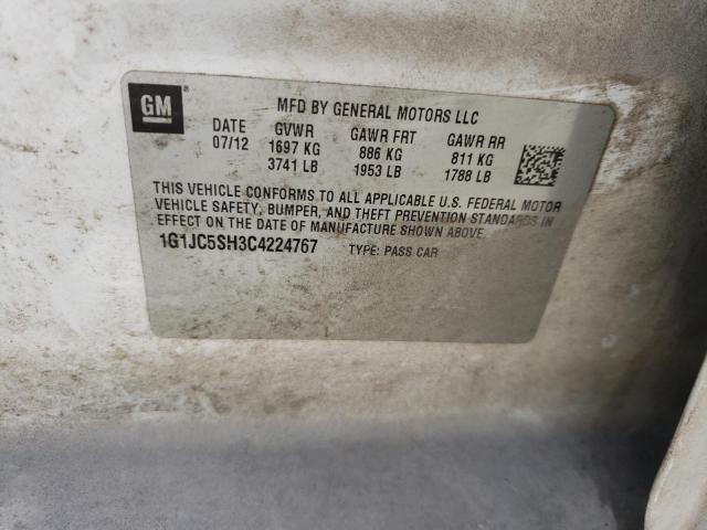 2012 CHEVROLET SONIC LT - 1G1JC5SH3C4224767
