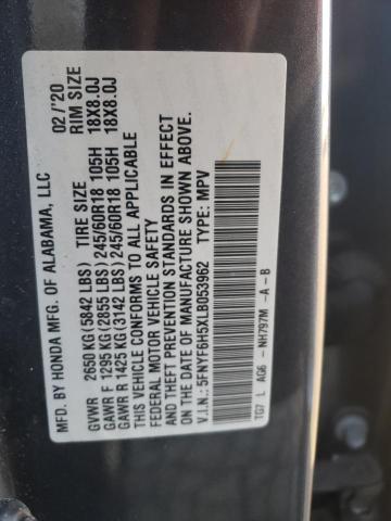5FNYF6H5XLB053962 Honda Pilot Exl 2020. Фото: 9