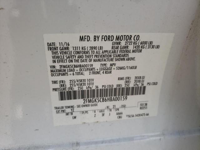 2FMGK5C86HBA00159 Ford Flex Sel 2017. Фото: 9