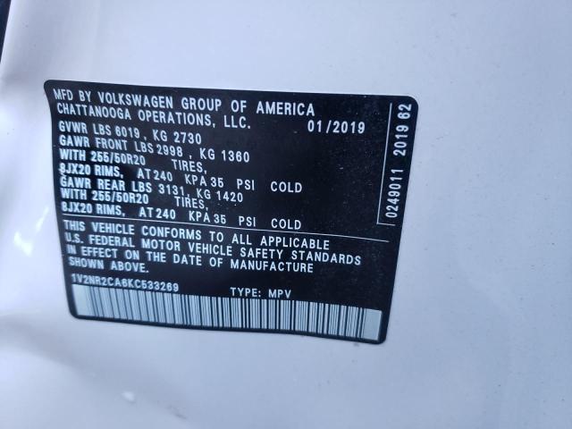 2019 VOLKSWAGEN ATLAS SEL 1V2NR2CA6KC533269