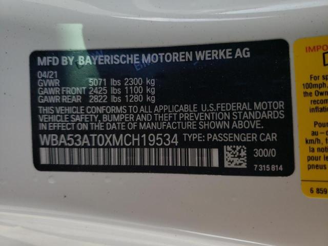 2021 BMW M440I WBA53AT0XMCH19534