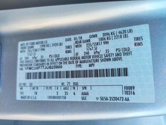 2018 FORD ESCAPE S 1FMCU0F77JUB25900