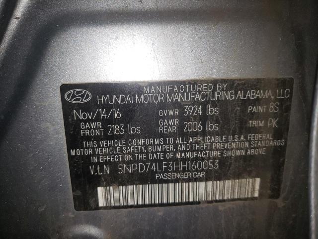 2017 HYUNDAI ELANTRA SE 5NPD74LF3HH160053