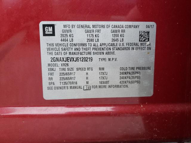 2018 CHEVROLET EQUINOX LT 2GNAXJEVXJ6120219