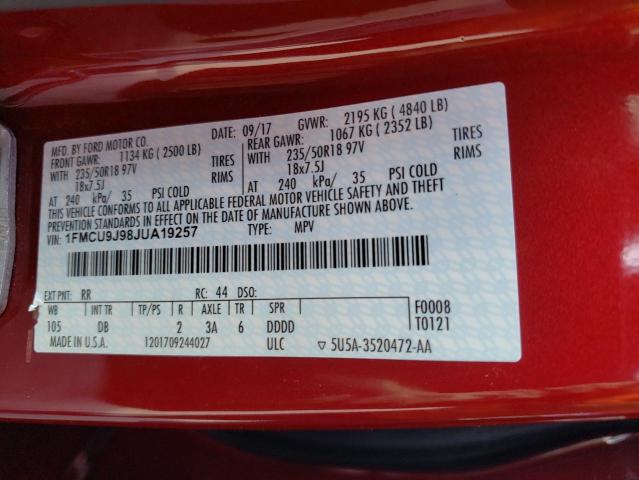 2018 FORD ESCAPE TIT 1FMCU9J98JUA19257