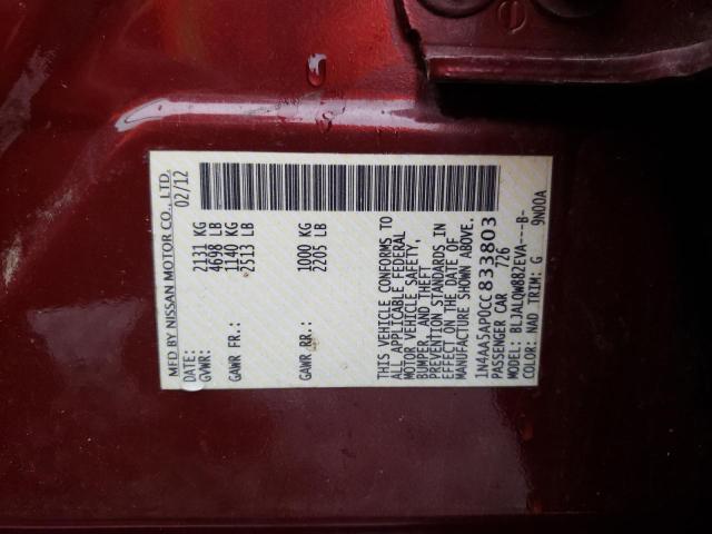 2012 NISSAN MAXIMA S - 1N4AA5AP0CC833803