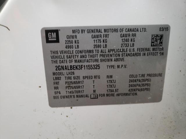 2015 CHEVROLET EQUINOX LT 2GNALBEK3F1155325