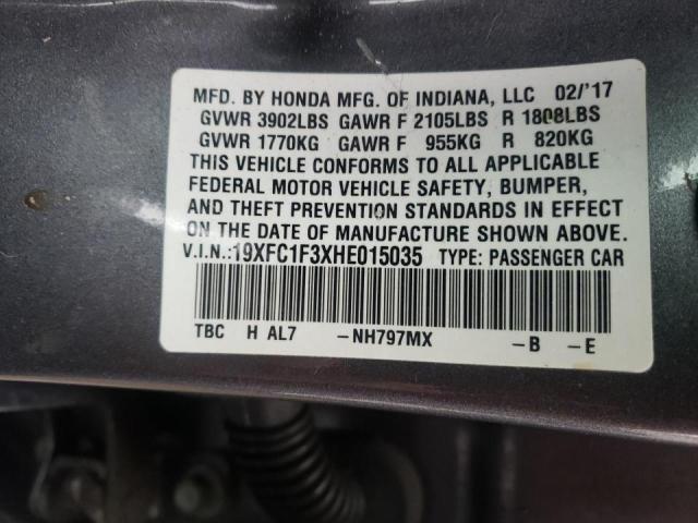 2017 HONDA CIVIC EX 19XFC1F3XHE015035