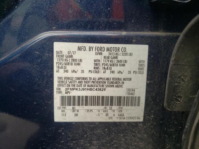 2FMPK3J91HBC43829 Ford Edge Sel 2017. Фото: 9