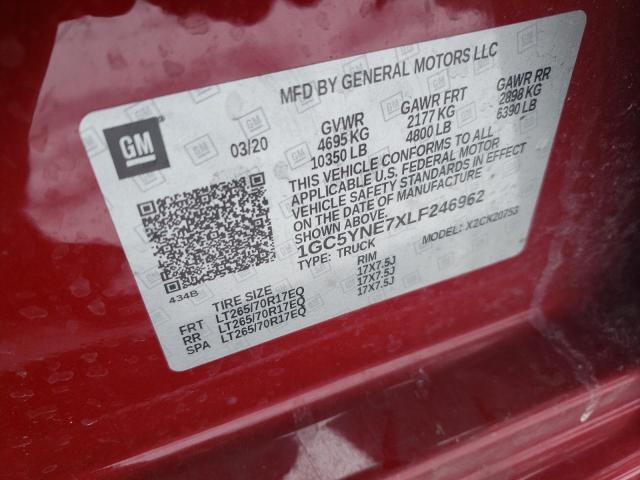 2020 CHEVROLET SILVERADO 1GC5YNE7XLF246962