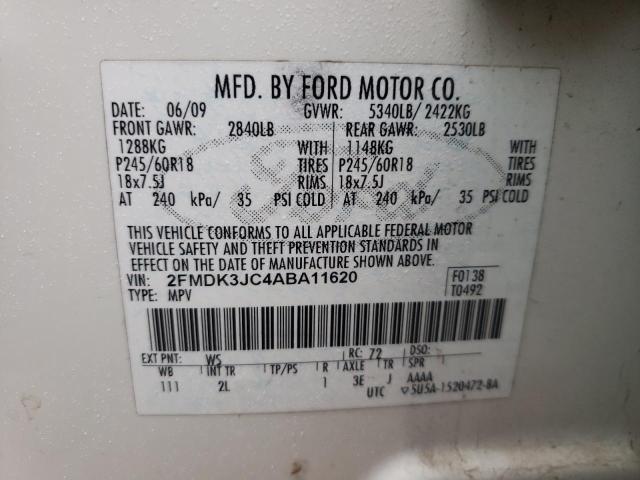 2FMDK3JC4ABA11620 Ford Edge Sel 2010. Фото: 9