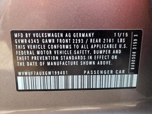 2016 VOLKSWAGEN GOLF R WVWUF7AUXGW199401