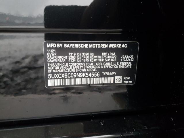 2022 BMW X7 M50I 5UXCX6C09N9K54556