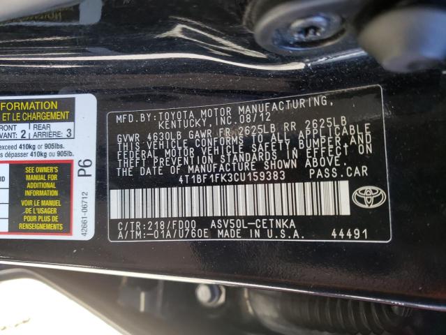 2012 TOYOTA CAMRY BASE - 4T1BF1FK3CU159383