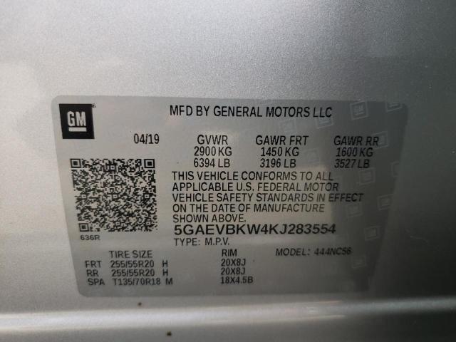 2019 BUICK ENCLAVE PR 5GAEVBKW4KJ283554