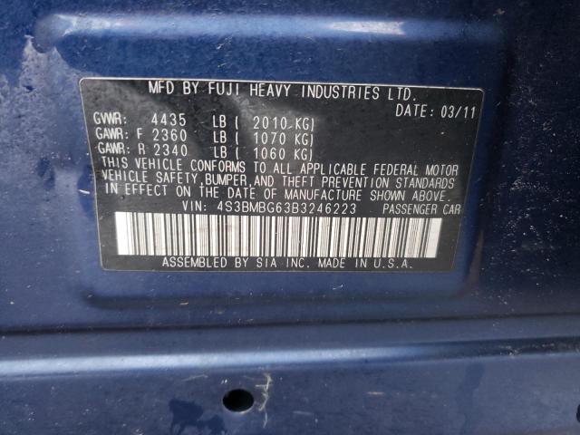2011 SUBARU LEGACY 2.5 - 4S3BMBG63B3246223