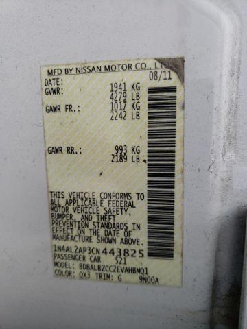 1N4AL2AP3CN443825 Nissan Altima Bas 2012. Фото: 9