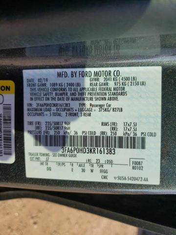 3FA6P0HD3KR161383 Ford Fusion SE 10