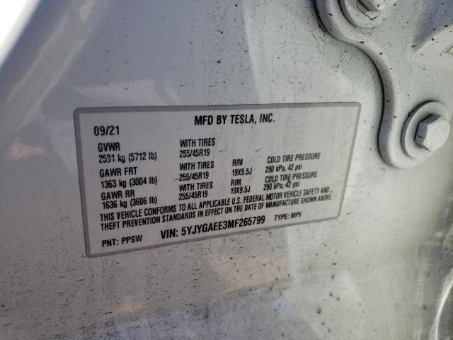 5YJYGAEE3MF265799 Tesla Model Y 2021. Фото: 9