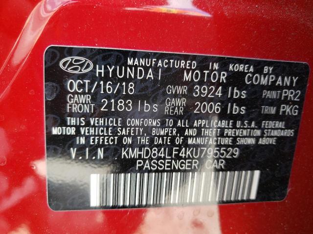 2019 HYUNDAI ELANTRA SE KMHD84LF4KU795529