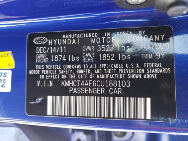 KMHCT4AE6CU188103 Hyundai Accent Gls 2012. Фото: 9