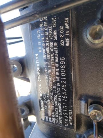 2006 SUZUKI GSX-R1000 JS1GT76A262100896