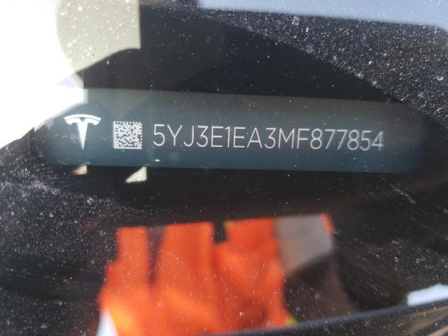 5YJ3E1EA3MF877854 | 2021 Tesla model 3