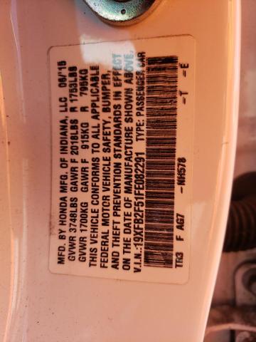 19XFB2F51FE082291 Honda Civic Lx 2015. Фото: 9