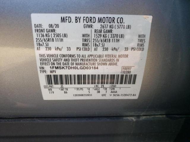 1FMSK7DH0LGD03184 Ford Explorer X 2020. Фото: 9