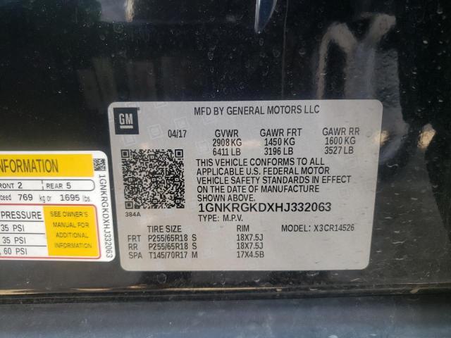 1GNKRGKDXHJ332063 Chevrolet Traverse L 2017. Фото: 9