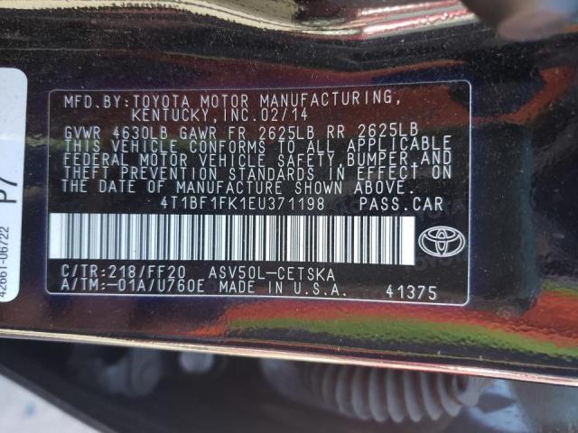 4T1BF1FK1EU371198 Toyota Camry L 2014. Фото: 9