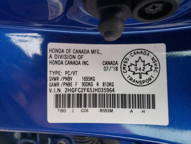 2018 HONDA CIVIC LX 2HGFC2F65JH035964