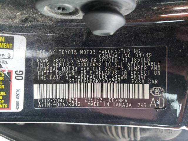 2019 TOYOTA COROLLA L - 2T1BURHE6KC236291