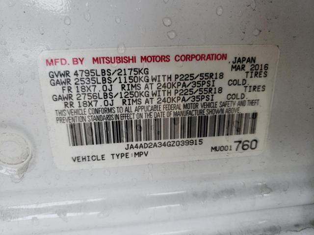 2016 MITSUBISHI OUTLANDER JA4AD2A34GZ039915