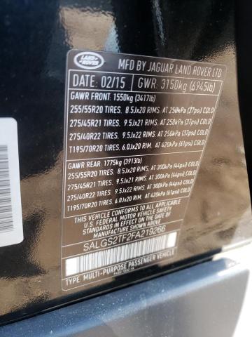2015 LAND ROVER RANGE ROVE SALGS2TF2FA219266